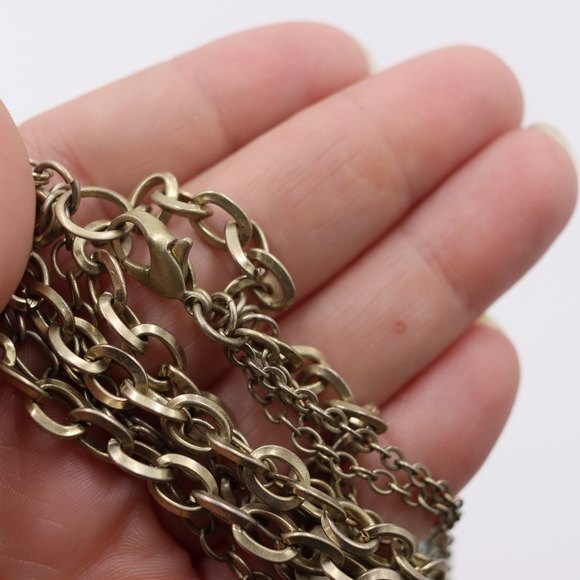 Multi-Strand Colorful Chain Boho Statement Necklace with Stones & Rhinestones - Picture 2 of 10